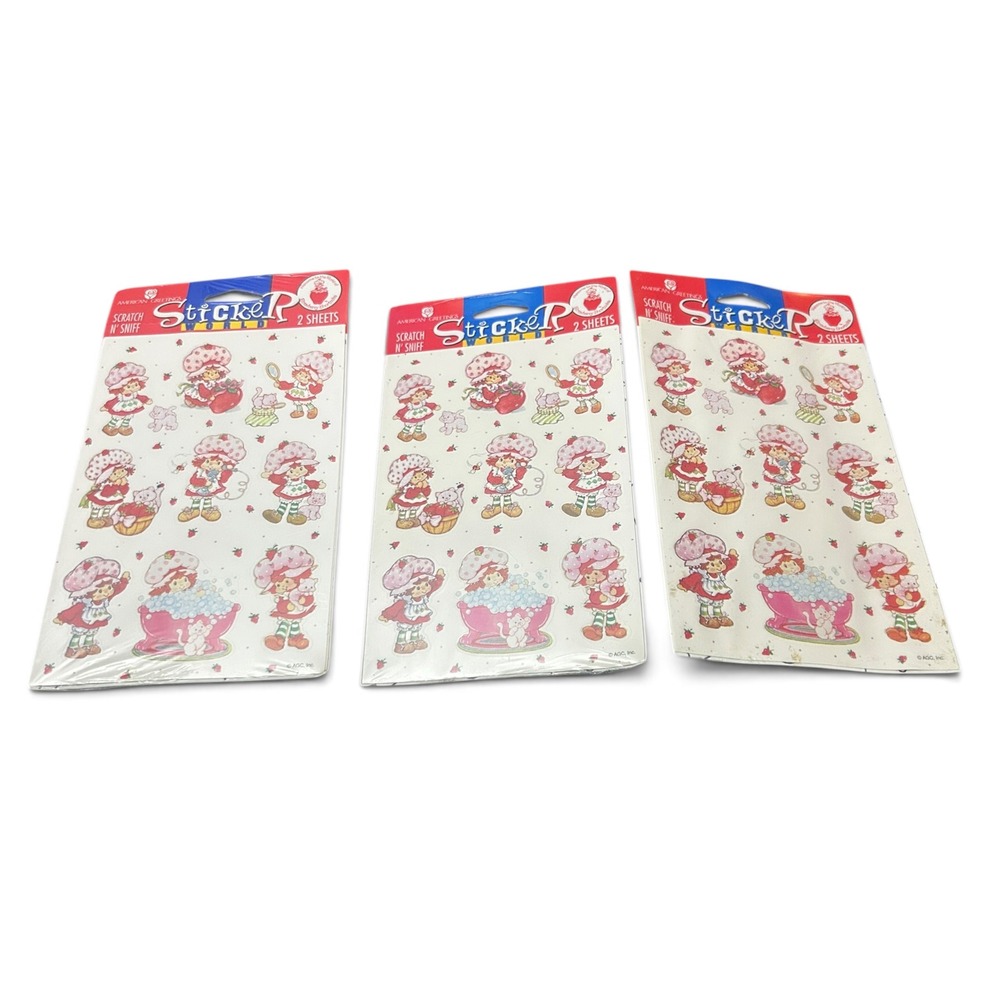 Vintage Strawberry Shortcake Scratch N Sniff Stickers 1996 3 Packs New Sealed